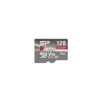Silicon Power CreatePro CR30M 128 GB microSDXC κάρτα μνήμης με προσαρμογέα SD, UHS-I U3, V30, A2, Class 10, έως 160 MB/s ανάγνωση