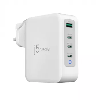 J5CREATE 130W GaN USB-C Φορτιστής 4 Θυρών - UK Λευκό Γκρι