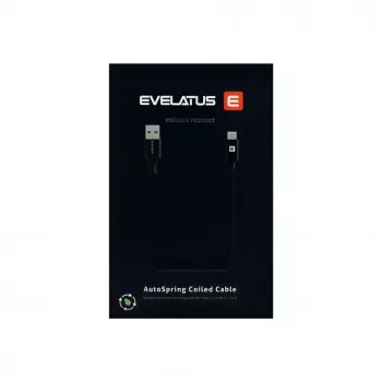 Evelatus AutoSpring Σπειροειδές Καλώδιο USB A σε USB C 1,2m Μαύρο