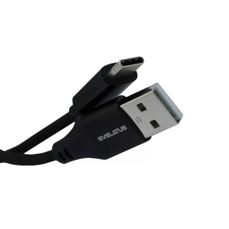 Evelatus AutoSpring Σπειροειδές Καλώδιο USB A σε USB C 1,2m Μαύρο