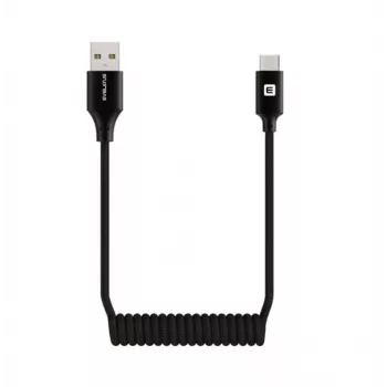 Evelatus AutoSpring Σπειροειδές Καλώδιο USB A σε USB C 1,2m Μαύρο