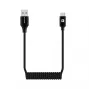 Evelatus AutoSpring Σπειροειδές Καλώδιο USB A σε USB C 1,2m Μαύρο