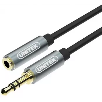 UNITEK 3.5mm Καλώδιο επέκτασης ήχου 1m - Καρφί σε υποδοχή, επιχρυσωμένο, Μαύρο