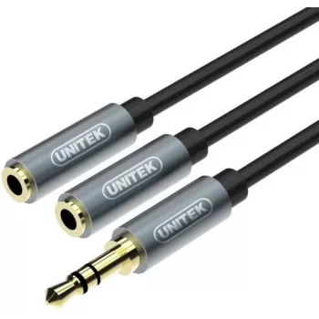 UNITEK Y-C956ABK 3,5mm Mini-καρφί βύσμα αρσενικό σε 2x 3,5mm καρφί υποδοχή θηλυκή Καλώδιο προσαρμογέα διαχωριστή ήχου - Μαύρο