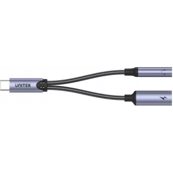 UNITEK USB-C σε 3,5mm Υποδοχή ήχου & USB-C 60W PD Προσαρμογέας (Space Grey)