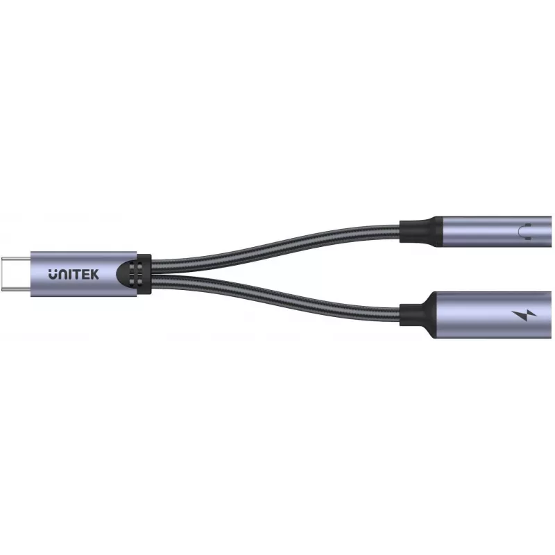 UNITEK USB-C σε 3,5mm Υποδοχή ήχου & USB-C 60W PD Προσαρμογέας (Space Grey)
