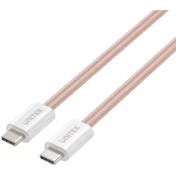 UNITEK Μαγνητικό πλεκτό καλώδιο USB-C σε USB-C 100W PD Ροζ 1m