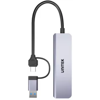 UNITEK 5-in-1 USB-C Hub με αναγνώστη καρτών SD και MicroSD, 5 Gbit/s, Space Grey