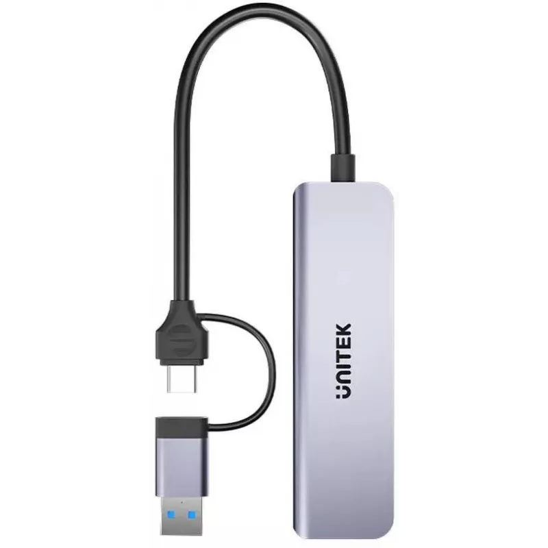 UNITEK 5-in-1 USB-C Hub με αναγνώστη καρτών SD και MicroSD, 5 Gbit/s, Space Grey