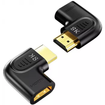 UNITEK Επίπεδος γωνιακός προσαρμογέας 8K HDMI 90° και 270° (συσκευασία 2 τεμ.) - Μαύρο