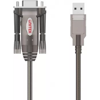 UNITEK Καλώδιο μετατροπέα USB-A σε RS232 Σειριακό, βύσμα DB9, 1,5 m, Μαύρο