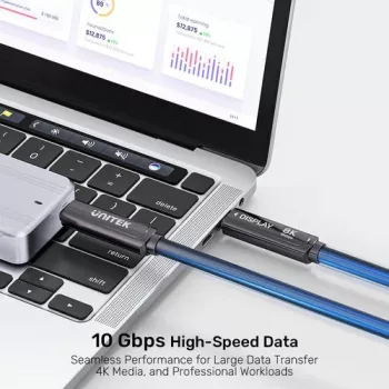 UNITEK USB-C Active Optical Cable 5m - 10Gbps, PD 60W, 8K@30Hz, μαύρο