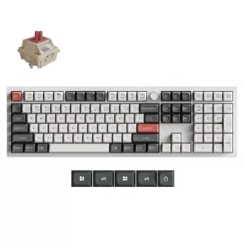 Keychron Q6U-P1 100% Full-Size Μηχανικό πληκτρολόγιο gaming, Gateron G Pro 3.0 Milk POM Red Switch, Hot-Swap, 8K Polling Rate, RGB, QMK/VIA, θήκη CNC αλουμινίου, Double-Shot PBT keycaps, καλώδιο USB-C ενσύρματο