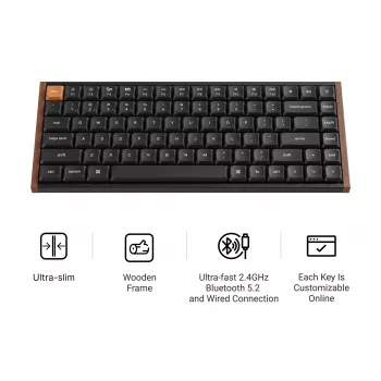 Keychron K3M-F1 75% Low-Profile Μηχανικό Πληκτρολόγιο, Gateron Red Switch, RGB Hot-Swap, Bluetooth 5.1 & USB-C, Μαύρο