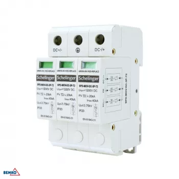 SCHELINGER 3P DC 1200V Type 2 συσκευή προστασίας από υπέρταση (SPD) για φωτοβολταϊκά συστήματα