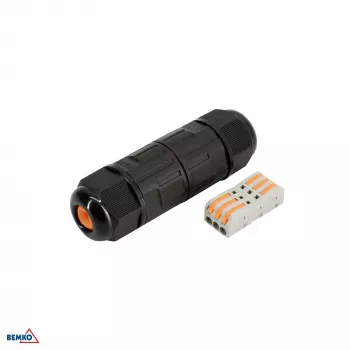 BEMKO IP68 3-πολικός συνδετήρας καλωδίων, ταχεία σύνδεση, μαύρο