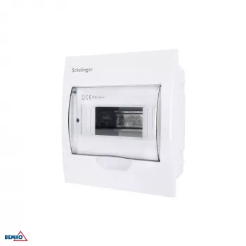 SCHELINGER A80-RDP-IP40-NPE-08P Χωνευτός Πίνακας Διανομής IP40, 8 Modules, 1 Σειρά, 8N+8PE Κλέμες, Διάφανη Πόρτα, Λευκό