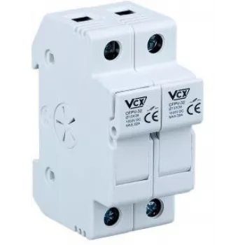 VCX CF PV32 2P 2-πολική βάση ασφαλείας 32A 1000V DC για ασφάλεια 10x38mm, τοποθέτηση σε ράγα DIN, σύνδεση με βίδες, φωτοβολταϊκά