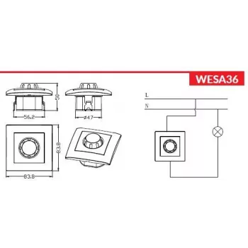 VCX WESA LC 36A LED Περιστροφικός ροοστάτης 200/600W Λευκό