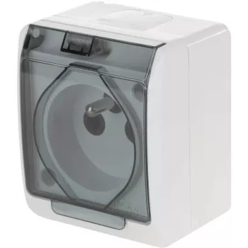 ELEKTRO-PLAST NASIELSK Hermes Μεμονωμένη επιτοίχια αδιάβροχη πρίζα με προστατευτική επαφή 16A IP44 Καπάκι χρώματος καπνού GNT 0321-01