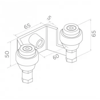 PSG 60.023 60mm Άνω βάση συρόμενης πόρτας (2 ράουλα)