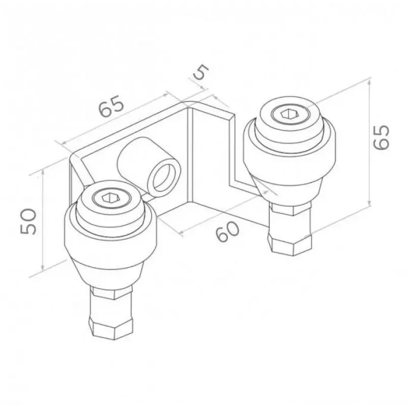 PSG 60.023 60mm Άνω βάση συρόμενης πόρτας (2 ράουλα)