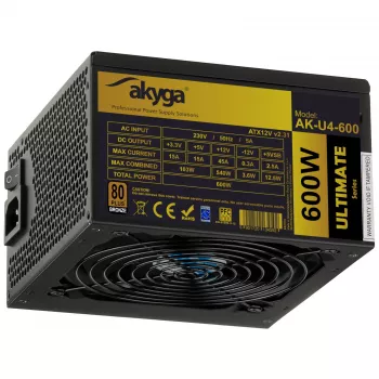 Akyga Ultimate AK-U4-600 ATX Τροφοδοτικό 600 W, 80 PLUS Bronze, ενεργό PFC, ανεμιστήρας 120-mm