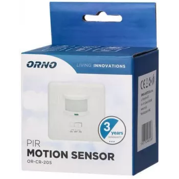 ORNO OR-CR-205 Ανιχνευτής κίνησης PIR, 360°, 6 m, 230 V, Λευκό, Χωνευτή οροφής