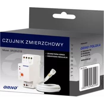 ORNO OR-CR-219 Διακόπτης λυκόφωτος για ράγα DIN με εξωτερική φωτοαντίσταση, 230V AC, 10A, 2-100 Lux
