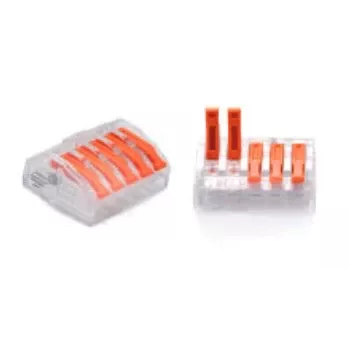 TRYTYT PC-235 Σύνδεσμος συρμάτων push-in 5 θέσεων 0.2-4.0mm² Συσκευασία 30 τεμ. Διαφανές Πορτοκαλί