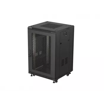 Lanberg Βάση 19 ιντσών 18U 600x600 Μαύρο ντουλάπι rack δαπέδου με διάτρητη πόρτα (Flat Pack)