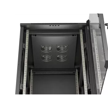 LANBERG 18U 19 ιντσών Ντουλάπι rack διακομιστή δαπέδου 600x800mm Μαύρο με πόρτα από σκληρυμένο γυαλί (Flat Pack)