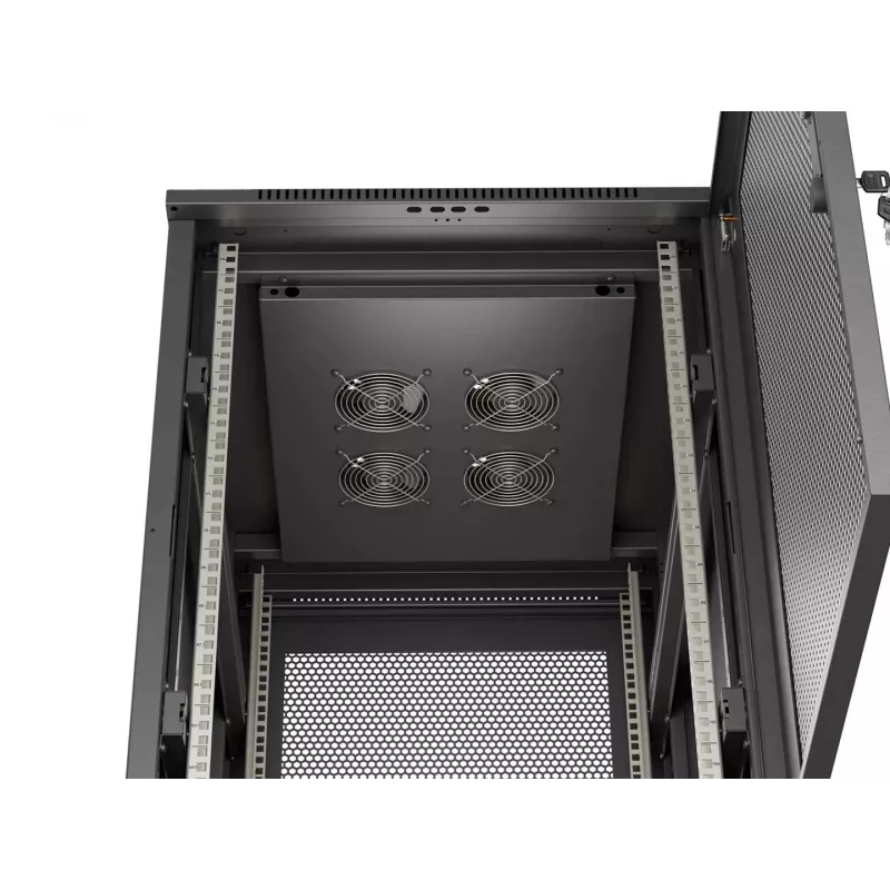 Lanberg Βάση 19 ιντσών 18U 600x800 mm μαύρο ντουλάπι δαπέδου με διάτρητες πόρτες (Flat Pack)