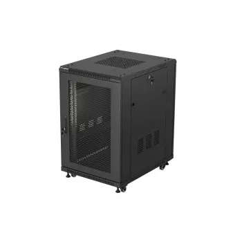Lanberg Βάση 19 ιντσών 18U 600x800 mm μαύρο ντουλάπι δαπέδου με διάτρητες πόρτες (Flat Pack)