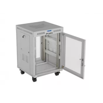 Lanberg FF01-6615-23SL Ντουλάπι rack ελεύθερης τοποθέτησης 19 ιντσών 15U 600x600 Γκρι Διάτρητη πόρτα LCD Flat Pack