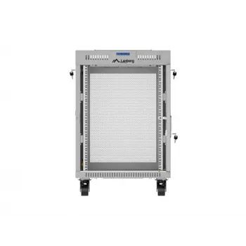 Lanberg FF01-6615-23SL Ντουλάπι rack ελεύθερης τοποθέτησης 19 ιντσών 15U 600x600 Γκρι Διάτρητη πόρτα LCD Flat Pack