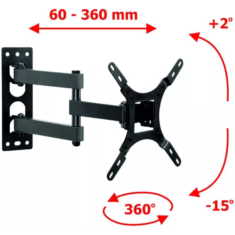 ART AR-57A Σταθερή βάση TV τοίχου για LED/LCD 17-42 ίντσες Μαύρο