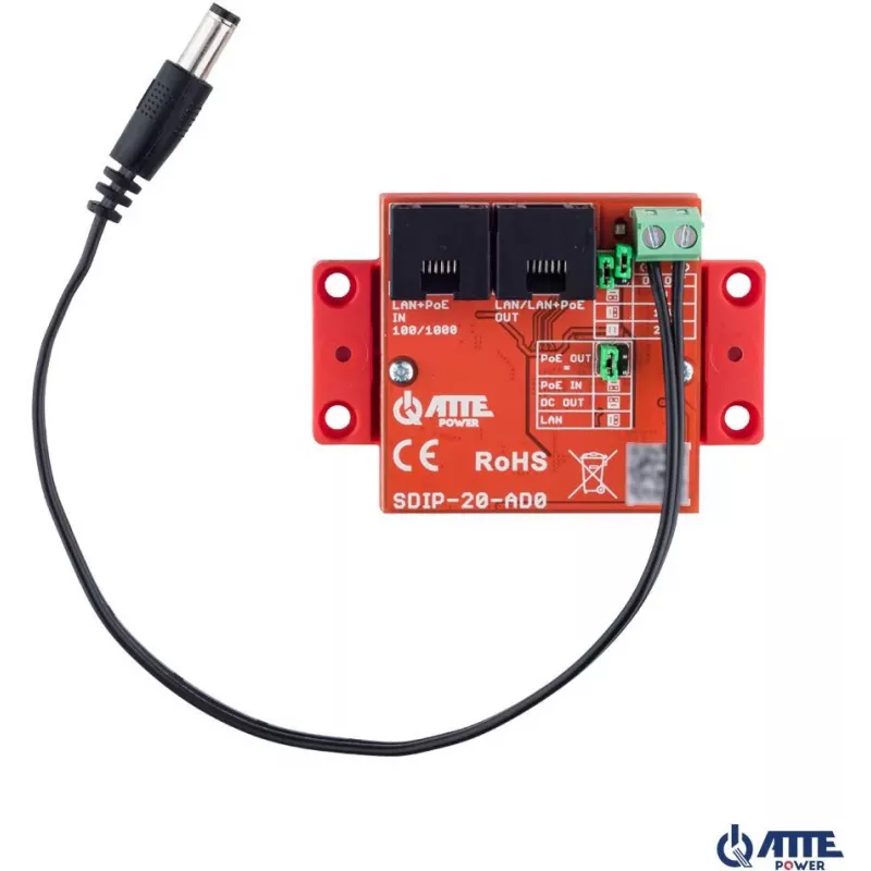 ATTE SDIP-20-AD0 αντάπτορας PoE step-down 20W 12V ράγα DIN