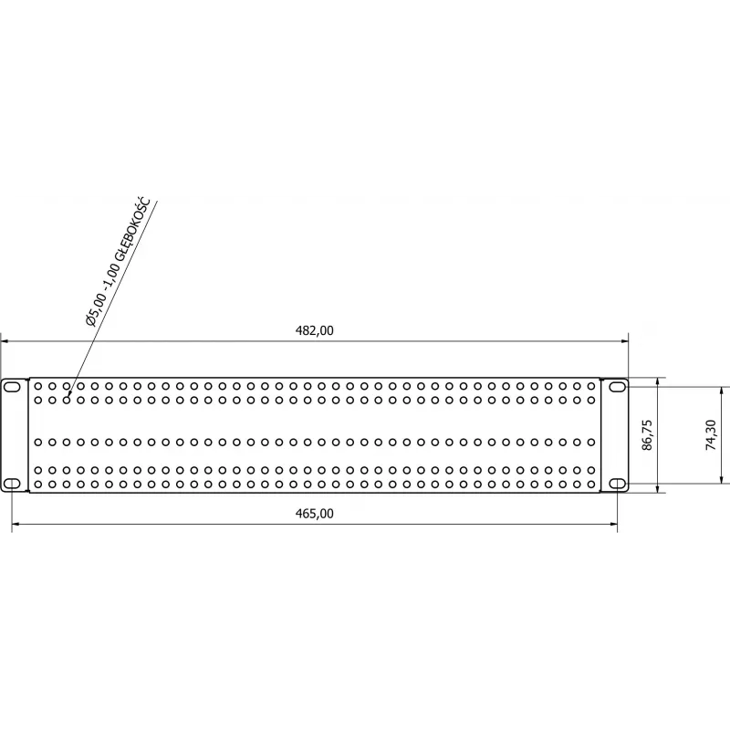 ATTE ADD-RACK2U1 αντάπτορας τοποθέτησης σε rack 2U 19 ιντσών με απλές οπές τοποθέτησης, μαύρο