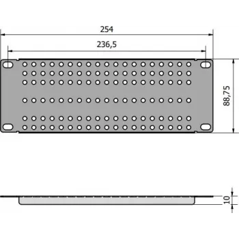 ATTE ADD-RACK10-2U1 adapter στήριξης rack 10 ιντσών 2U με ευθείες οπές, μαύρο