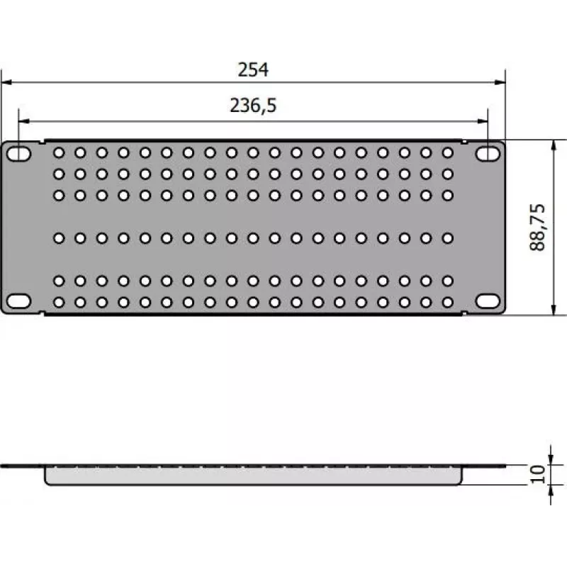 ATTE ADD-RACK10-2U1 adapter στήριξης rack 10 ιντσών 2U με ευθείες οπές, μαύρο