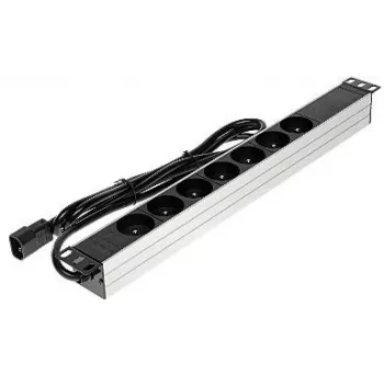 DELTA PD-7/RACK/IEC 19 ιντσών 1U βασική PDU με 7 υποδοχές Schuko, είσοδος IEC C14, καλώδιο 2m, 16A, μαύρο