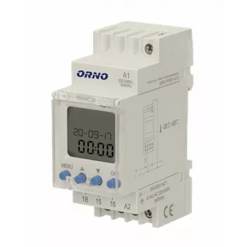 ORNO OR-PRE-433 ηλεκτρονικός εβδομαδιαίος χρονοδιακόπτης, ράγα DIN, 16A/3680W, 16 προγράμματα, 230V