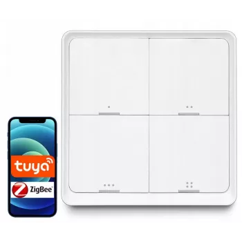 LUXURY-GOODS SC04 ZigBee TUYA έξυπνος διακόπτης σκηνής – 4 κουμπιά, 12 σκηνές, λευκό