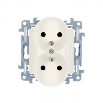 KONTAKT SIMON 10 Module Λευκή Πρίζα 2x Τύπου F με Ασφάλεια Παιδιών Βιδωτοί Ακροδέκτες 16A 250V