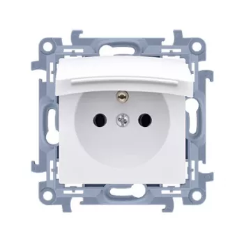 KONTAKT SIMON 10 Module Λευκή Πρίζα 1x Z/U με Καπάκι IP44 Βιδωτοί Ακροδέκτες 16A 250V