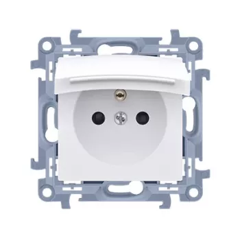 KONTAKT SIMON 10 Μονή Πρίζα με Προστατευτική Επαφή, Λευκό, IP44, Βιδωτοί Ακροδέκτες, 16A 250V