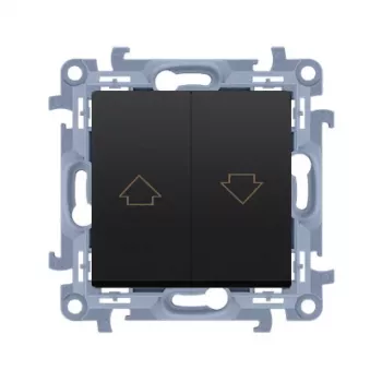 KONTAK-SIMON Kontakt Simon 10 Module Ματ Μαύρο Κουμπί Ελέγχου Περσίδας Βέλος Βιδωτοί Ακροδέκτες 10A 250V