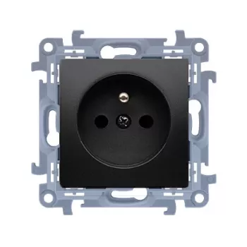 KONTAKT SIMON 10 Module Μαύρο Ματ Πρίζα 1x Z/U με Shutters και Γρήγορες Συνδέσεις 16A 250V