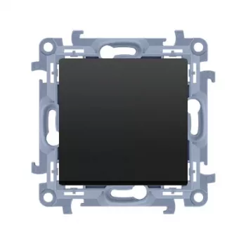 KONTAK-SIMON Kontakt Simon 10 Module Μονοπολικός Διακόπτης, Μαύρο Ματ, Ακροδέκτες Ώθησης, 10AX 250V